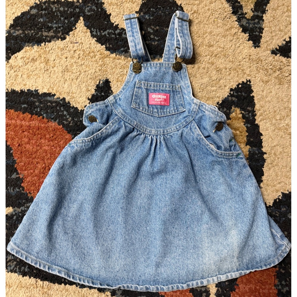 OshKosh Bgosh Vestbak Denim Jumper Pinafore Dress 4T Light Wash Kids Vintage